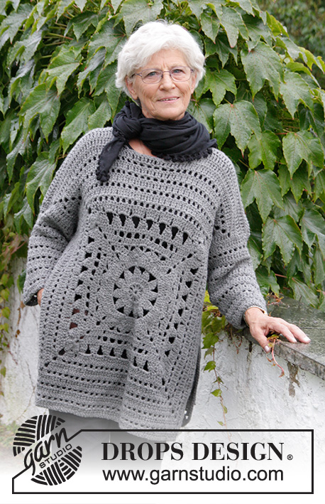 Magic Square / DROPS 181-31 - Crochet jumper with crochet square and lace pattern. Sizes S - XXXL.
The piece is worked in DROPS Nepal.