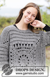 Magic Square / DROPS 181-31 - Crochet jumper with crochet square and lace pattern. Sizes S - XXXL.
The piece is worked in DROPS Nepal.