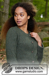 Woodland Walk Jacket / DROPS 183-11 - Knitted jacket with raglan and A-shape, worked top down. Size: S - XXXL Piece is knitted in 1 strand DROPS Alpaca and 1 strand DROPS Kid-Silk.