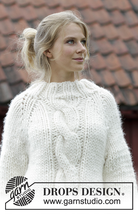 Mont Blanc / DROPS 183-18 - Knitted jumper with raglan, cables, high collar and split in sides, worked top down. Sizes S - XXXL.
The piece is worked in 1 strand DROPS Polaris or 4 strands Air.