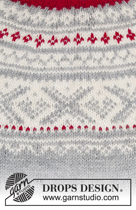 Narvik / DROPS 183-2 - Komplet składa się ze: swetra z zaokrąglonym karczkiem, żakardem norweskim, w kształcie trapezu, przerabianego od góry do dołu. Od S do XXXL. Czapki z żakardem norweskim i pomponem.
Z włóczki DROPS Karisma.