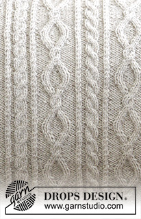 Morgan's Daughter Pillow / DROPS 183-34 - Almofada tricotada em DROPS Flora, com torcidos.