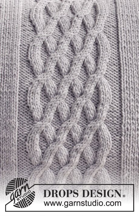 Norfolk Pillow / DROPS 183-35 - Knitted pillow with cables. Piece is knitted in DROPS Big Merino.
