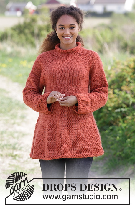 Pandereta / DROPS 184-14 - Knitted sweater with high neck, raglan and stockinette stitch, worked top down. Sizes S - XXXL.
The piece is worked in DROPS Snow.