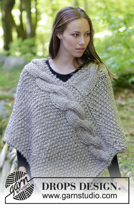 Noelia Poncho / DROPS 184-34 - Knitted poncho with cables and moss stitch. Size: S - XXXL
Piece is knitted in DROPS Polaris.