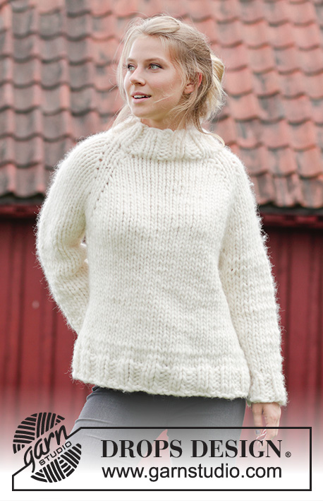 Elise / DROPS 184-8 - Knitted jumper with raglan, high collar and split in the sides, worked top down. Sizes S - XXXL.
The piece is worked in 1 strand DROPS Polaris or 4 strands Air.