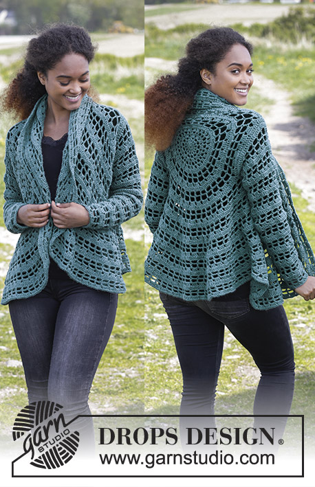 Ornella / DROPS 184-9 - Crochet circle jacket with double crochets and chain-spaces. Sizes S - XXXL.
The piece is worked in DROPS Lima.