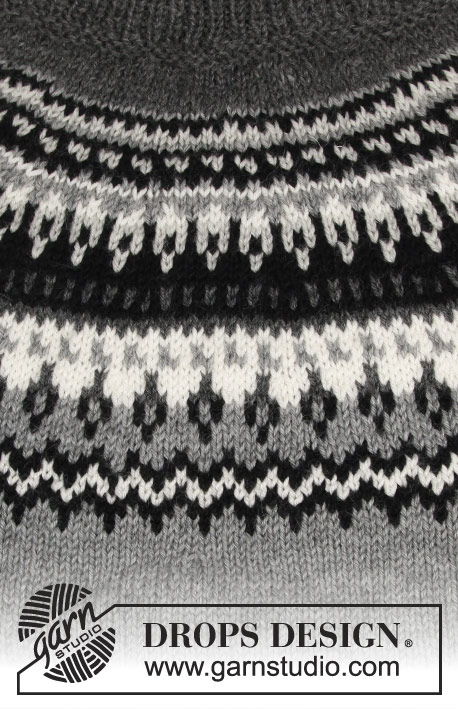 Dalvik / DROPS 185-1 - Sættet består af: Strikket bluse med raglan, rundt bærestykke og nordisk mønster, og strikket hue til herre. Størrelse S - XXXL.
Arbejdet er strikket i DROPS Karisma.
