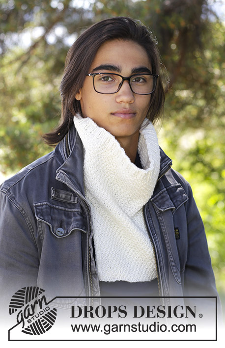 Breithorn / DROPS 185-28 - Men’s knitted neck warmer with moss stitch. 
The piece is worked in DROPS Karisma.