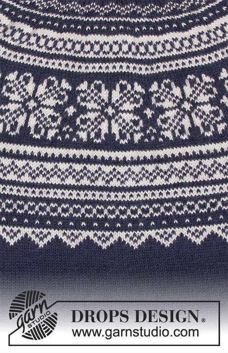Lofoten / DROPS 185-3 - Bluse med rundt bærestykke og flerfarvet norsk mønster til herre, strikket oppefra og ned. Størrelse S - XXXL.
Arbejdet er strikket i DROPS Lima.
