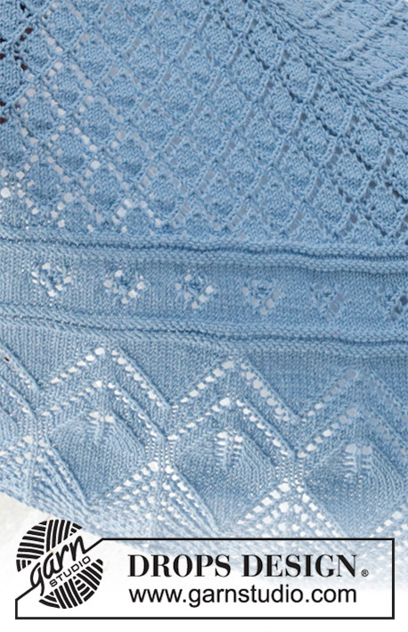 Aretusa / DROPS 186-19 - Šátek s krajkovým vzorem pletený shora dolů z příze DROPS Merino Extra Fine.