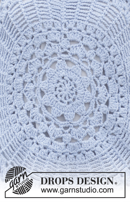 Roulette / DROPS 186-25 - Crocheted jumper with lace pattern, worked from the middle outwards. Sizes S - XXXL. The piece is worked in DROPS Paris.