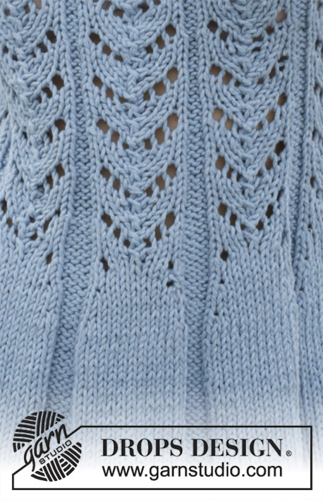 Belle Époque Sweater / DROPS 186-6 - Pull tricoté de haut en bas, avec point ajouré, emmanchures raglan et manches ¾, en DROPS Big Merino. Du S au XXXL