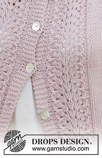 Teresa / DROPS 188-33 - Casaco tricotado em DROPS Paris, com ponto rendado e cavas raglan. Do S ao XXXL.
