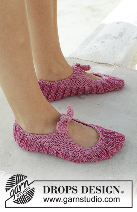 Be a Doll / DROPS 189-22 - Knitted slippers with rib and garter stitch. Sizes 35 - 43. The piece is worked in 2 strands DROPS Fabel.