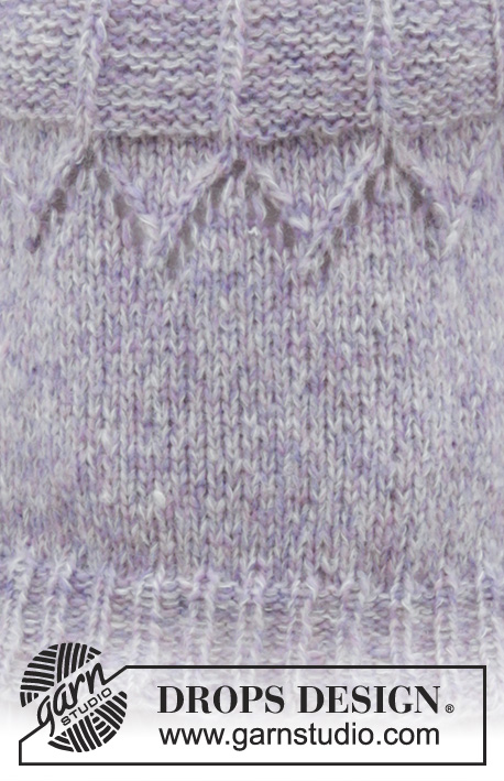 Fair Lily / DROPS 191-4 - Gebreide trui met kantpatroon en ronde pas, van boven naar beneden gebreid. Maten S - XXXL. Het werk wordt gebreid in DROPS Brushed Alpaca Silk en DROPS Air.