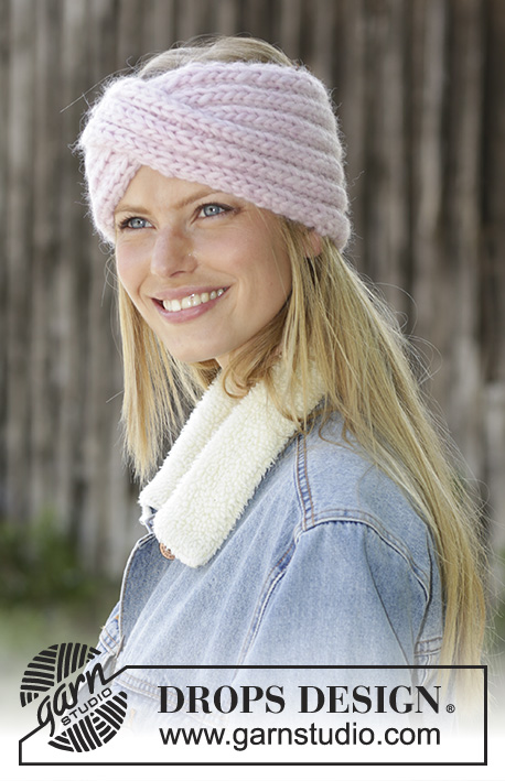 Weekender / DROPS 192-1 - Knitted head band in DROPS Snow. The piece is worked in rib with a cable mid front.