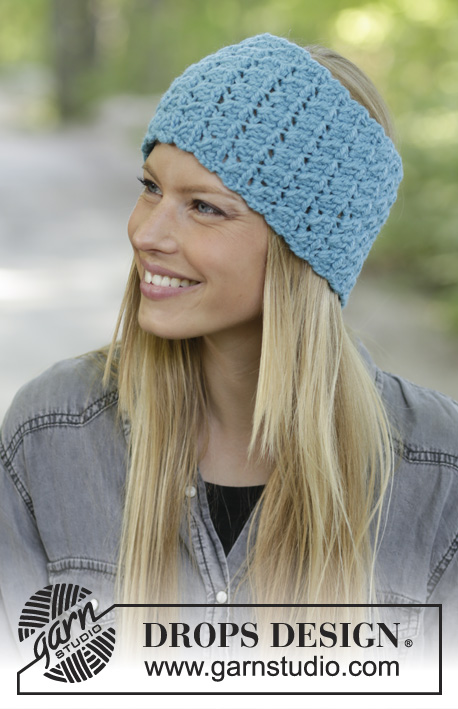 Brick by brick / DROPS 192-27 - Crocheted head band in DROPS Nepal with texture pattern.