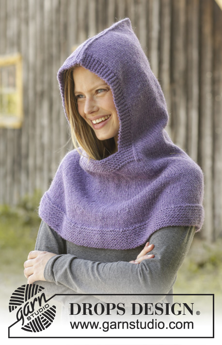 Loxley / DROPS 192-3 - Knitted hooded cowl in DROPS Nepal. Piece is knitted top down in garter stitch. Size: S - XXXL