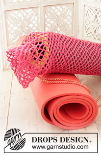 Yoga Time / DROPS 193-26 - Porta-tappetino per il tappetino da yoga lavorato all'uncinetto in DROPS Merino Extra Fine. Lavorato in tondo con archi di catenelle. Tema: yoga.