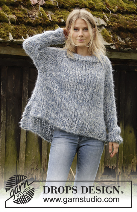 Cloud Chasing / DROPS 194-15 - Knitted sweater with raglan in 3 strands DROPS Melody. The piece is worked top down with high neck and split in sides. Sizes S - XXXL.