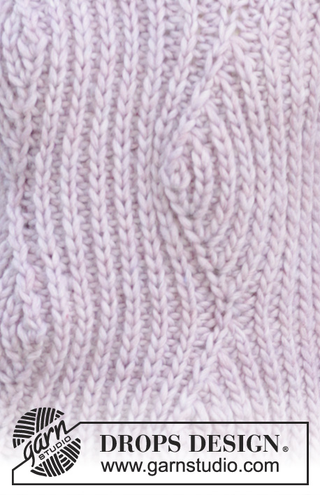 Autumn Blush / DROPS 194-22 - Kötött pulóver hamis mackókötéssel és hosszanti hullámmintával DROPS Snow fonalból. Méret: S - XXXL.