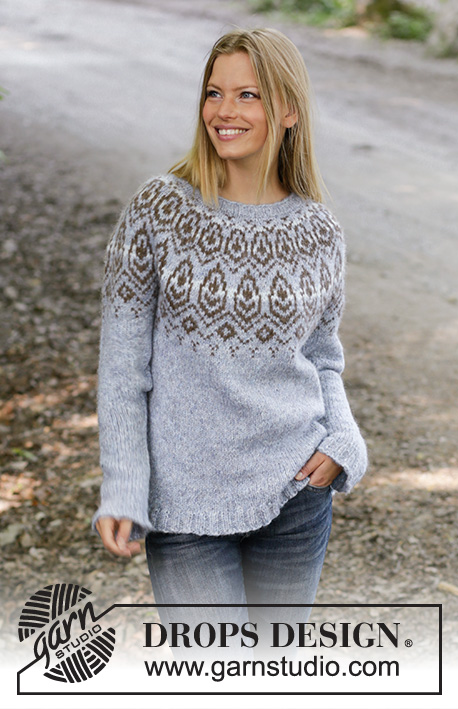 Winter Heart / DROPS 194-6 - Knitted jumper in DROPS Nepal or DROPS Air. The piece is worked top down with Nordic pattern and round yoke. Sizes S - XXXL.
