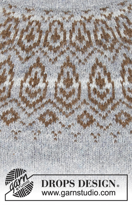 Winter Heart / DROPS 194-6 - Pull tricoté de haut en bas en DROPS Nepal ou DROPS Air, avec jacquard nordique et empiècement arrondi. Du S au XXXL.