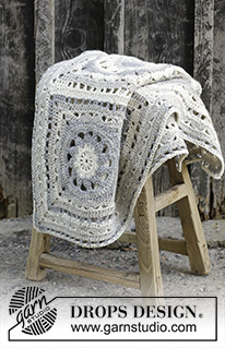 Ceramic Tiles / DROPS 195-39 - Crochet blanket with squares in DROPS Nepal.