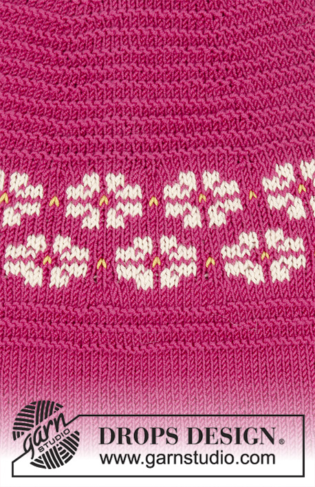 Daisy Delight / DROPS 196-2 - Gebreide trui met ronde pas in DROPS BabyMerino. Het werk wordt gebreid van boven naar beneden met Scandinavisch patroon en ribbelsteek. Maat: S - XXXL