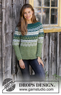 Bardu / DROPS 196-9 - Knitted jumper with round yoke in DROPS Air. The piece is worked top down with Nordic pattern. Sizes S - XXXL.