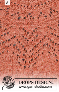 Agnes Sweater / DROPS 197-16 - Jersey de punto con canesú redondo en DROPS Sky. La pieza está tejida de arriba para abajo con patrón de calados. Tallas S – XXXL.