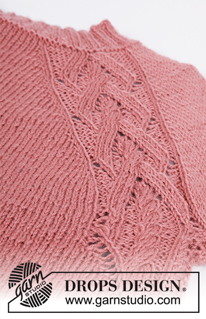 Sienna / DROPS 197-37 - Strikket genser med raglan i DROPS Merino Extra Fine. Arbeidet er strikket ovenfra og ned med fletter og hullmønster. Størrelse S - XXXL