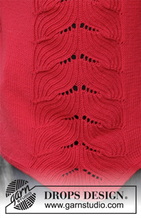 Red Tulip / DROPS 197-9 - DROPS Merino Extra Fine lõngast ülevalt alla kootud raglaan varrukatega ja soonikumustriga džemper suurustele S kuni XXXL