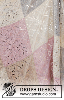 Ice Cream Squares / DROPS 198-1 - Manta tricotada com ponto de folhas, em DROPS Puna.