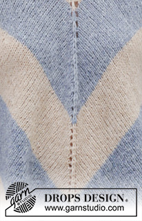 Blue Pagoda / DROPS 199-25 - Knitted poncho sweater in DROPS Air. The piece is worked top down with raglan and stripes. Sizes S - XXXL.