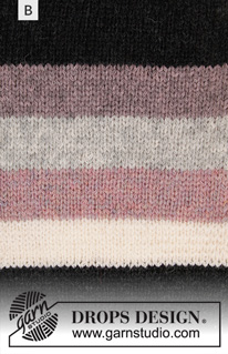 Bee Stripes / DROPS 200-3 - Sweter na drutach, przerabiany od góry do dołu, w paski, z reglanowymi rękawami, z włóczki DROPS Sky. Od S do XXXL.