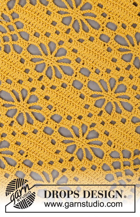 Butterfly Migration / DROPS 200-33 - Poncho crochetado em DROPS Cotton Light, em ponto rendado. Do S ao XXXL.