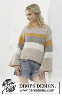 Bittersweet / DROPS 200-7 - Knitted jumper with stripes and wide sleeves. The piece is worked in DROPS Air. Sizes S - XXXL.