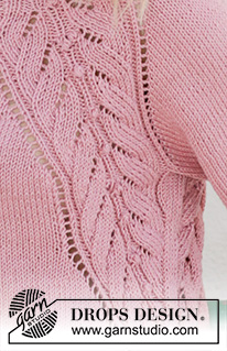 Sweet Heather / DROPS 201-18 - Gebreide trui met raglan in DROPS Merino Extra Fine. Het werk wordt van boven naar beneden gebreid met kantpatroon. Maten S - XXXL.