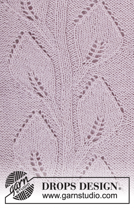 Sweet Topaz / DROPS 201-6 - Pulôver tricotado com ponto de folhas em DROPS Alpaca e DROPS Kid-Silk. Do S ao XXXL