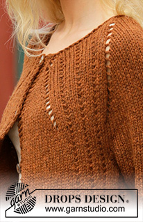Autumn Spice Cardigan / DROPS 202-14 - Strikket jakke med raglan i 2 tråde DROPS Sky. Arbejdet strikkes oppefra og ned med struktur og slids i siderne. Størrelse S - XXXL.