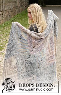 Endless Autumn / DROPS 203-5 - Knitted blanket with domino squares in DROPS Fabel and DROPS Brushed Alpaca Silk.