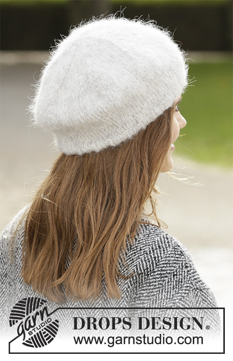 Snow Falling / DROPS 204-12 - Knitted beret in DROPS Melody.