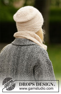 Weaving Memories Set / DROPS 204-23 - Knitted hat and neck warmer in DROPS Air. Piece is knitted with textured pattern.