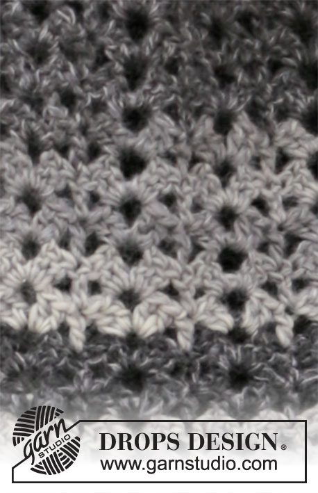 Snowflake Obsidian / DROPS 204-28 - Crocheted stole in DROPS Big Delight and DROPS Kid-Silk. The piece is worked with fans.