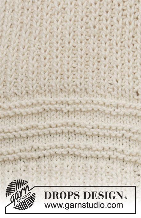 Holmenkollen / DROPS 205-48 - Pulôver tricotado com ponto jarreteira fantasia, falso canelado inglês e gola alta, em DROPS Andes. Do S ao XXXL