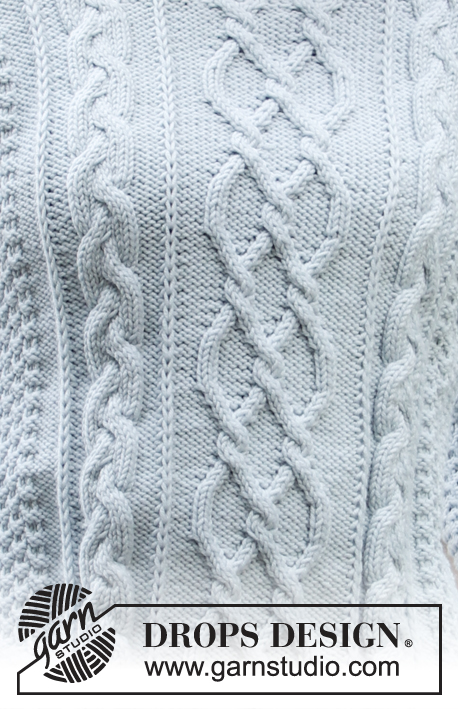 Winter Delight / DROPS 205-7 - Strikket bluse i DROPS Merino Extra Fine. Arbejdet strikkes med snoninger og dobbelt perlestrik. Størrelse S – XXXL.