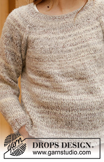 The Traveller / DROPS 206-45 - Knitted jumper with round yoke in DROPS Brushed Alpaca Silk and DROPS Fabel. The piece is worked top down. Sizes S - XXXL.