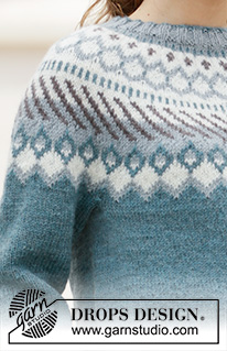 Crisp Air Sweater / DROPS 207-14 - Stickad tröja med runt ok och nordiskt mönster i DROPS Karisma. Arbetet stickas uppifrån och ner. Storlek S - XXXL.